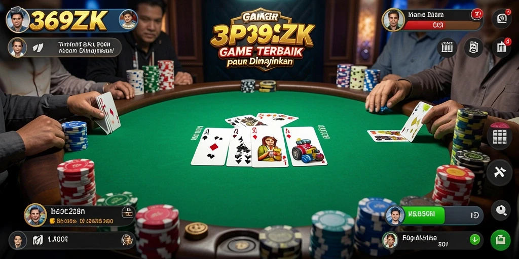 Tampilan gameplay Poker yang seru dan menantang.