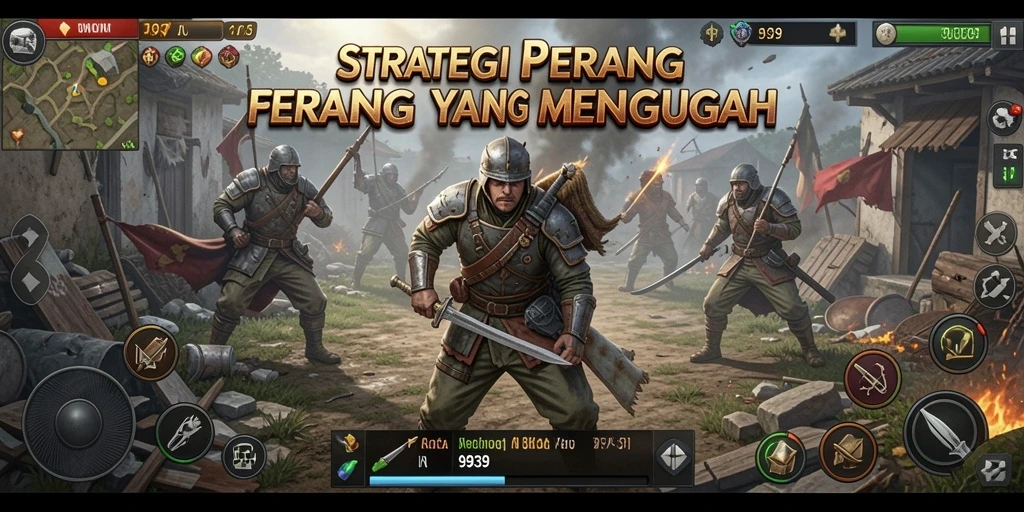 Tampilan gameplay menegangkan di 9939, menunjukkan pertempuran strategi yang seru.