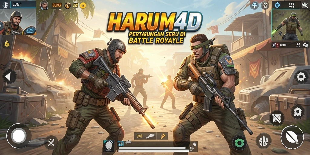 Gameplay intens dan seru dari HARUM4D dalam pertandingan Battle Royale.