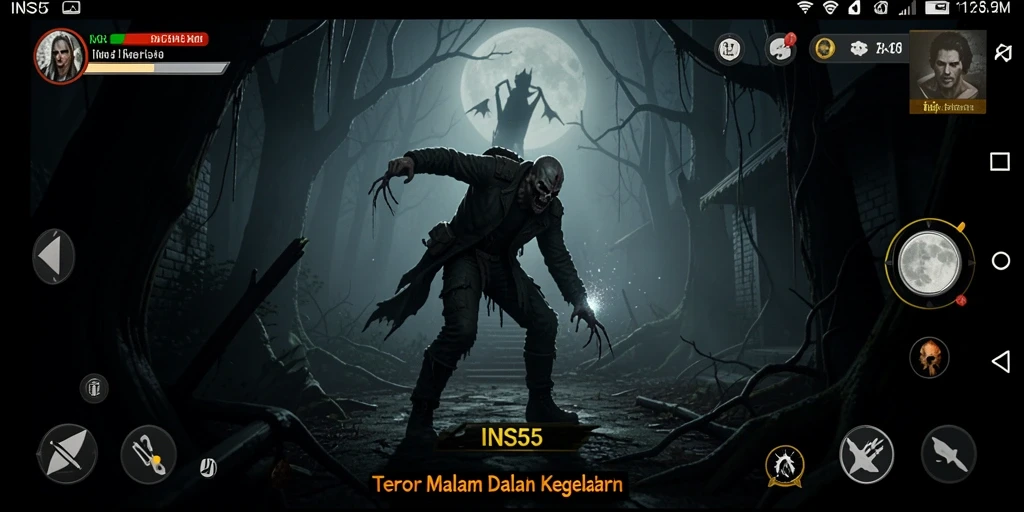 Gameplay menegangkan INS55 dengan suasana menyeramkan dan efek suara menakutkan.