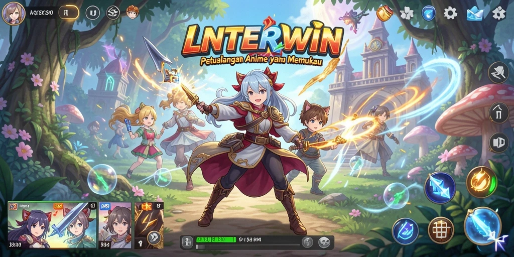 Tampilan gameplay LNTERWIN dengan karakter Anime yang menarik.